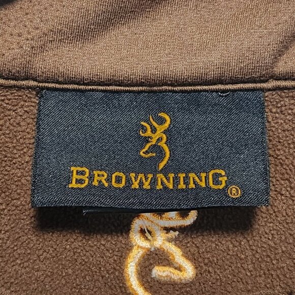 Browning Fleece Pullover Jacket Men's XL 1/4 Zip Gold Buckmark Logo Hunting - Picture 4 of 8